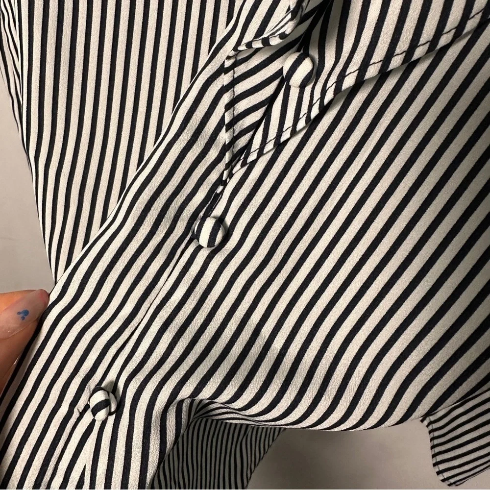 Karl Lagerfeld Women's Black and White Striped Blouse - Picture 9 of 14